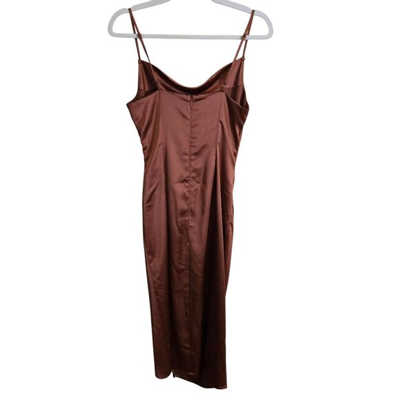 Lulus Hollywood Woman Bronze Satin Midi Slip Dress Size S - Picture 3 of 8